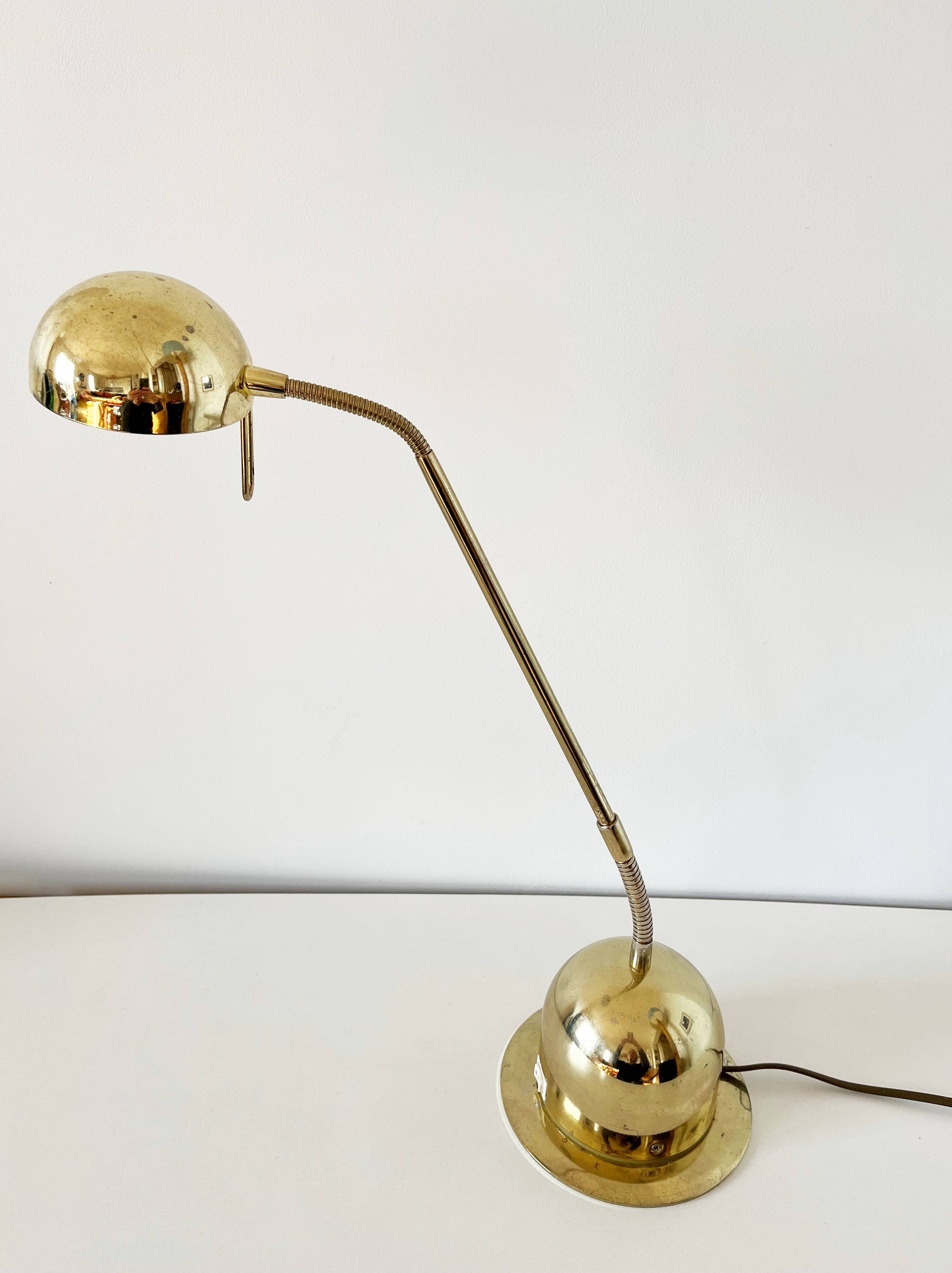1980s brass articulated desk lamp