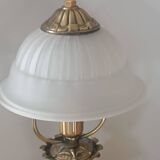 Vintage lamp in metal with brass finish and frosted opaline glass – 2 available