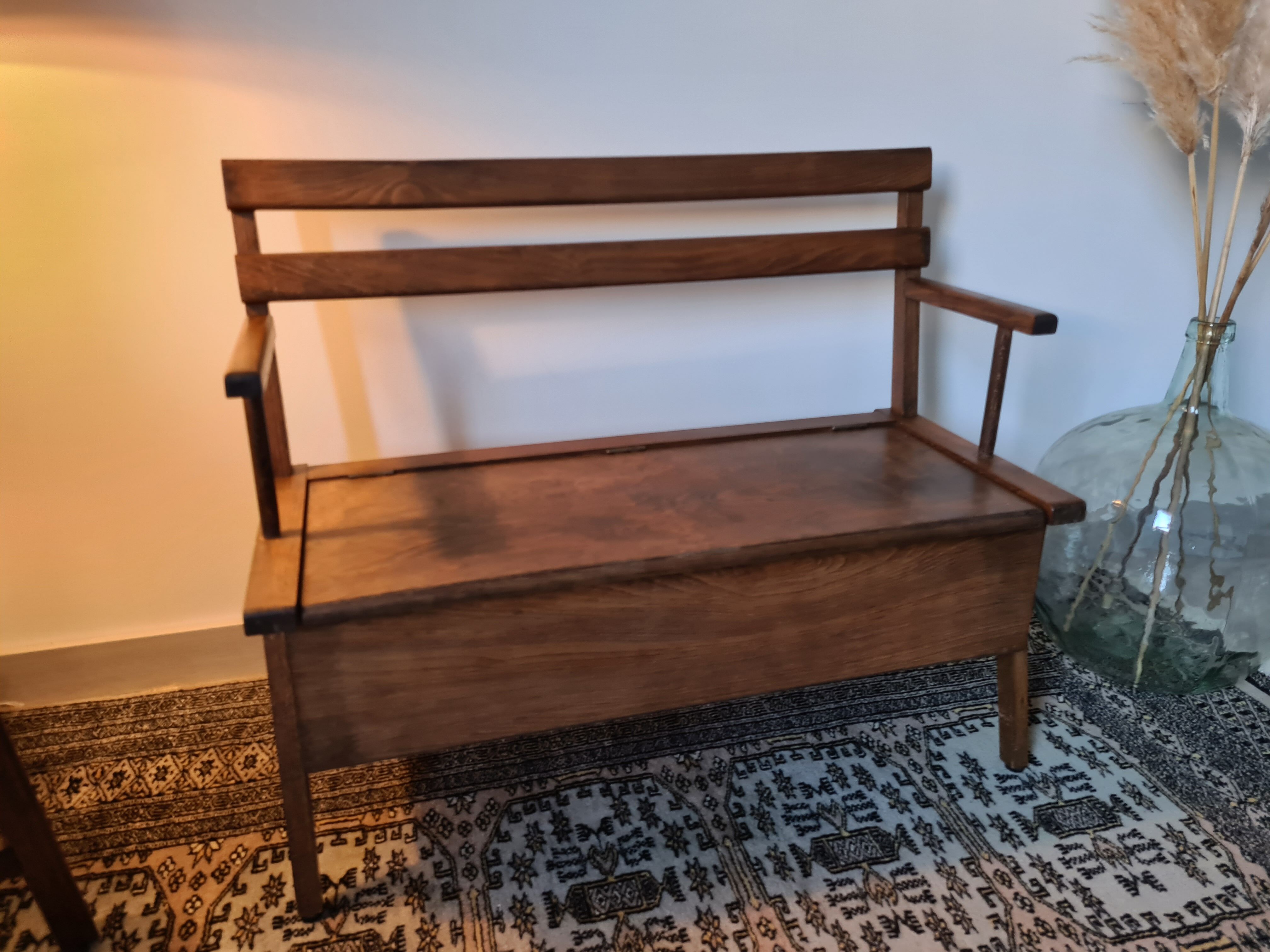 Banc-coffre pieds compas vintage