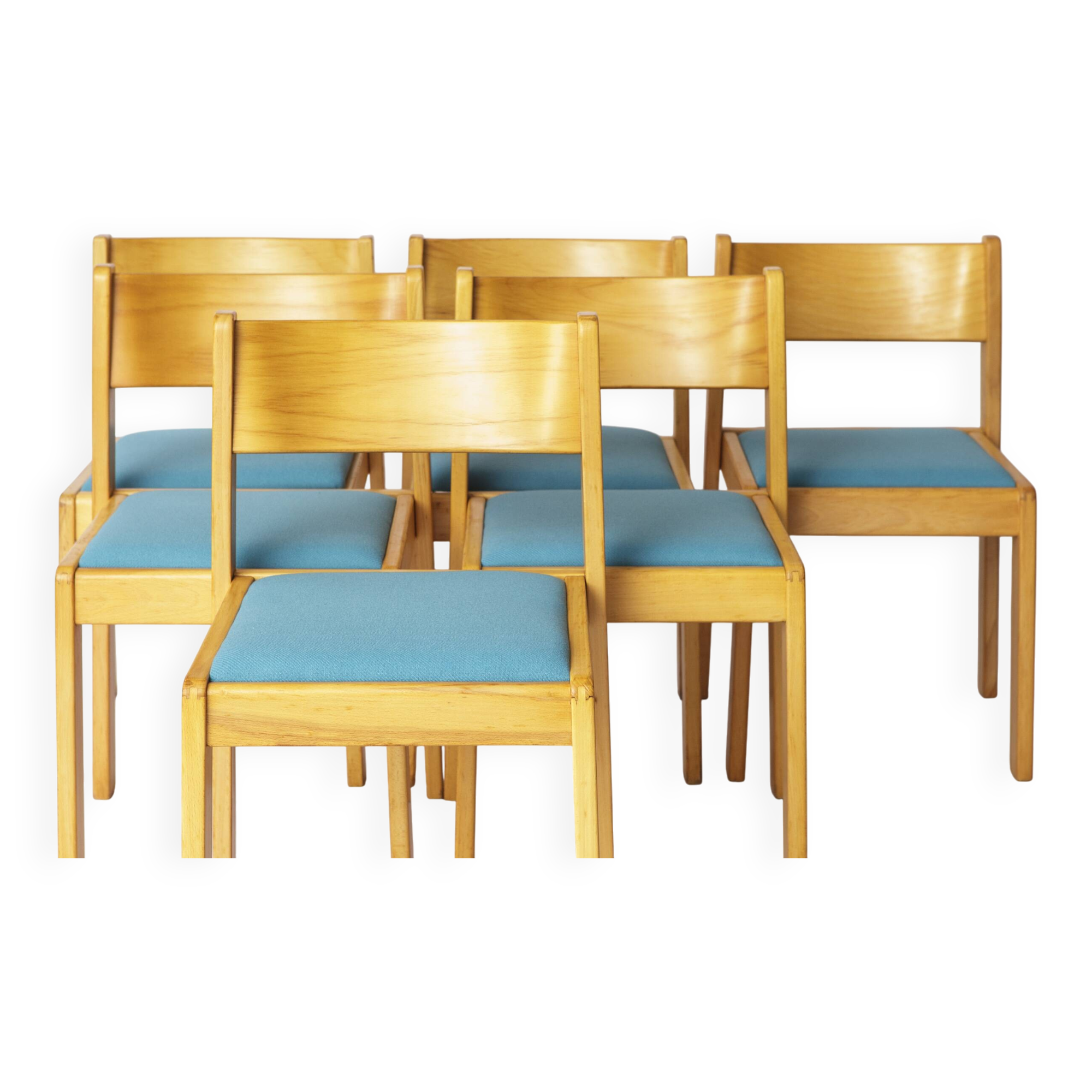 Set of 4 Vintage Flötotto Stacking Chairs – 1970s German Design, Beech Wood