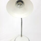 Large steerable desk lamp in white laquered metal 70s