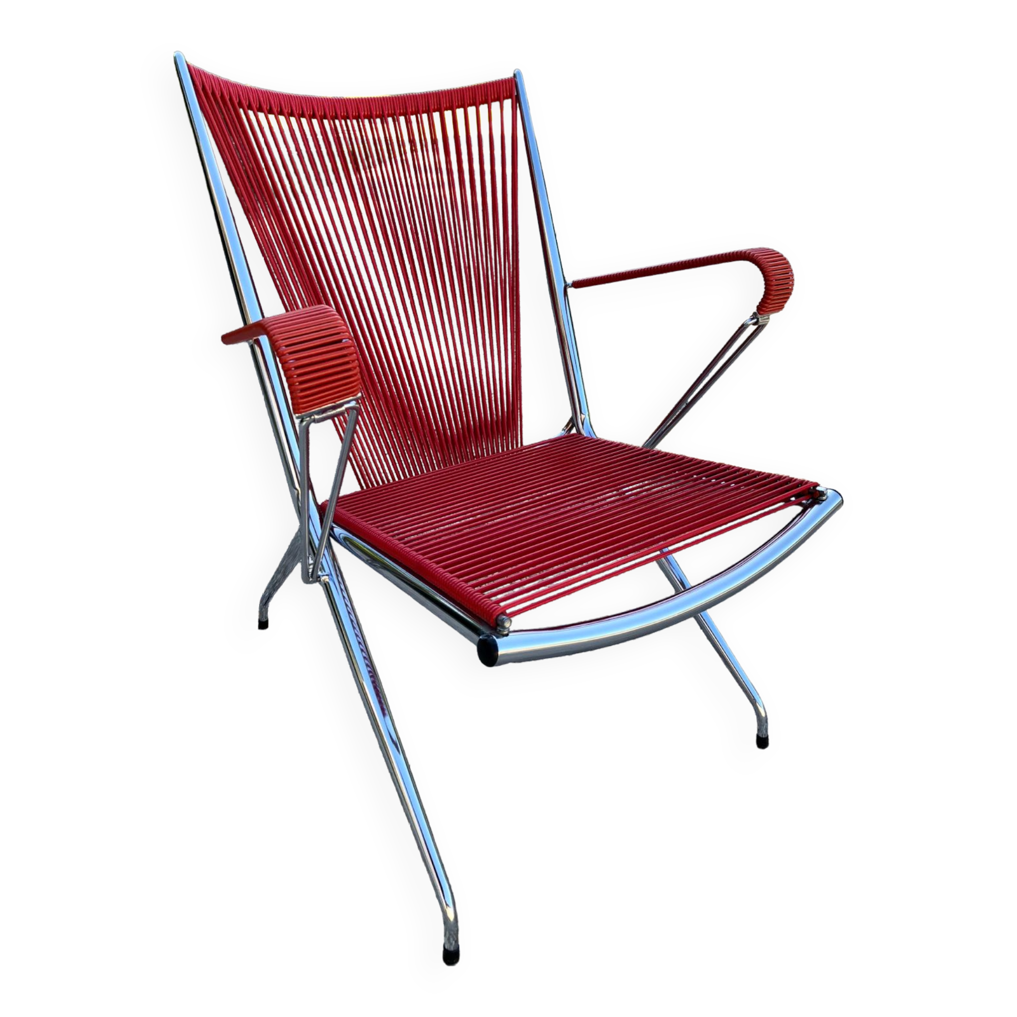 Scoubidou and chrome armchair 1970