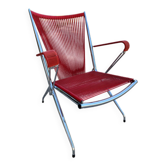 Scoubidou and chrome armchair 1970