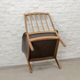 G-Möbel Chocolate Brown Leather Scandinavian Lounge Chair, Sweden, 1960s.