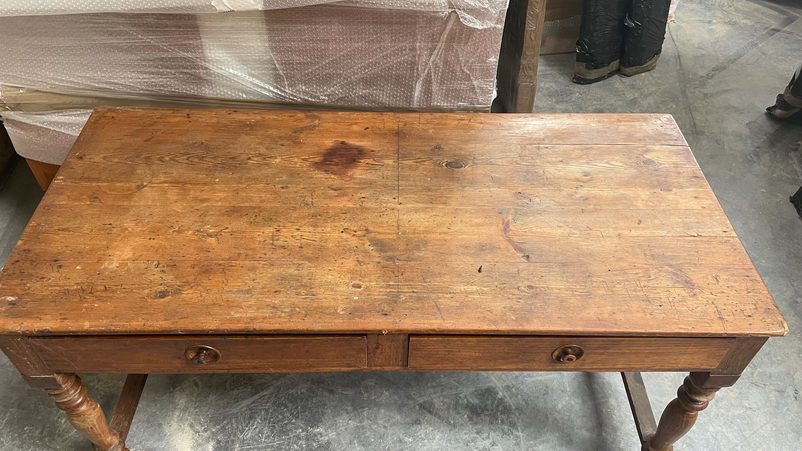 Farmhouse table with drawers