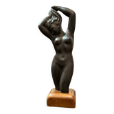 Ceramic statue with wooden base after Giraud