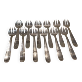 12 fourchettes à huitre métal argenté orfèvre Argit art deco fleurs