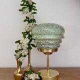 Vintage art deco globe table lamp in green and gold Clichy glass