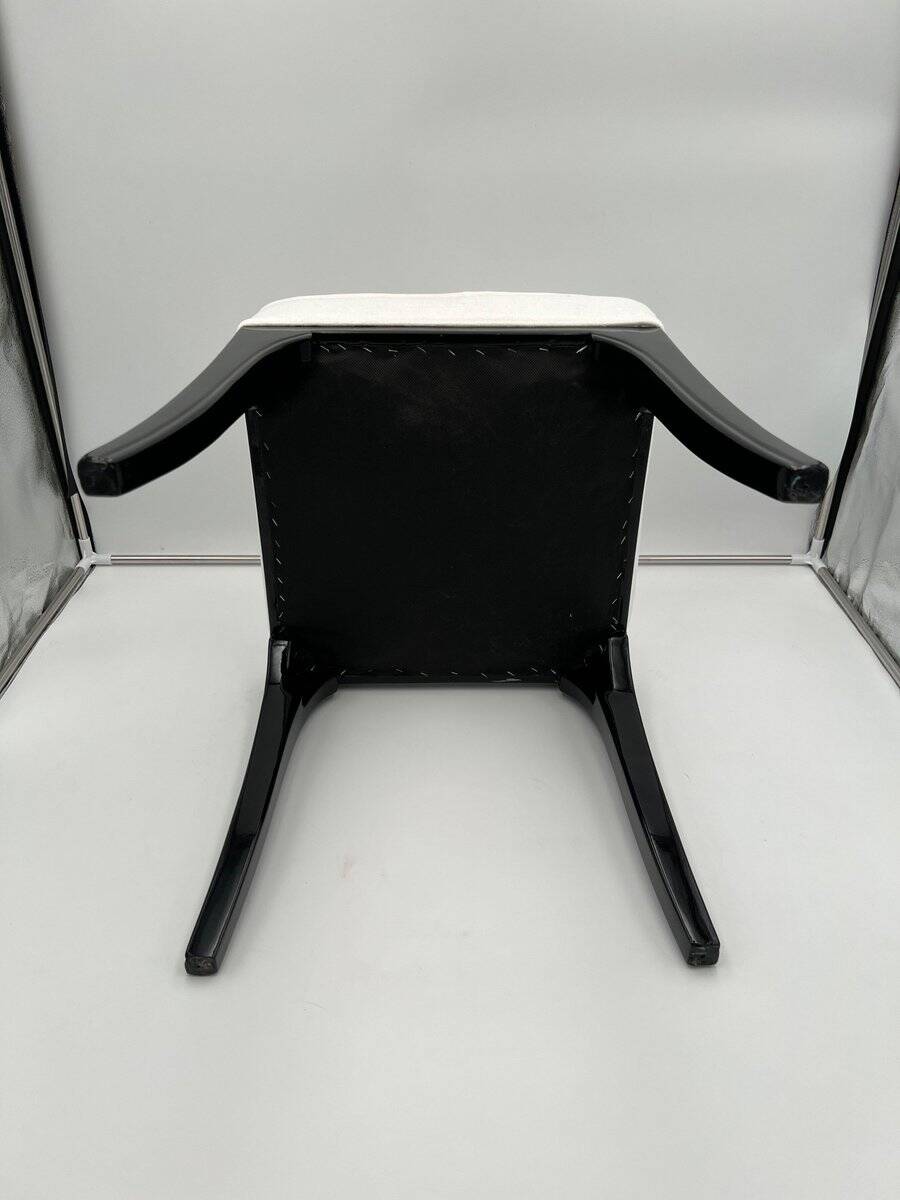 Art Deco Stool in Black Lacquered Oak, France, 1940s