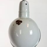 Industrial Grey Enamel Factory Pendant Lamp, 1960s