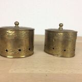 2 golden brass jewelry boxes
