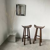 Pair of brutalist high stools