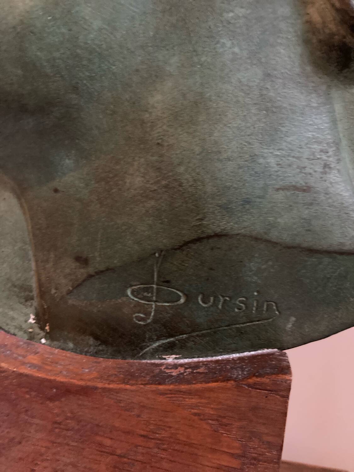 Sculpture médaillon profil plâtre patiné