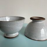 Pair of Vintage Stoneware Bowls signed ROGER COLLET ceramic France