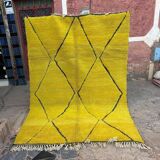 Handmade Berber rug from Oued Zem, yellow, size 140 x 260 cm