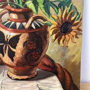 The sunflowers, knife technique on panel.