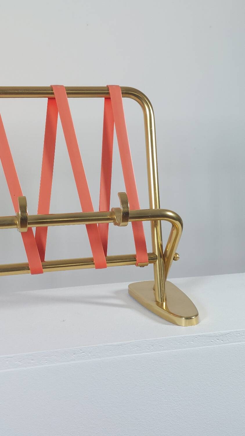 Vintage mid century wall mount brass wardrobe coat rack