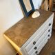 Commode vintage art déco bois et marbre pied moustache