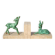 Marble and green patina metal bookends, vintage style bookends, animals, paperweight