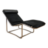 Chaise longue en cuir et chrome