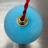 Lot 3 vintage blue opaline hanging lamps