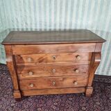 Restoration Walnut Chest of Drawers, 19th Century - Louis Style