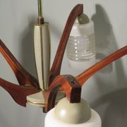 Lustre, teck et verre gravé, 1950 Italie