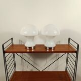 Set of 2 mushroom table lamps in opaline glass