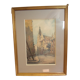WATERCOLOR 1930 signed VICTOR MAUNIER : PARIS rue des Prêtres Saint Séverin Latin Quarter, 75, frame
