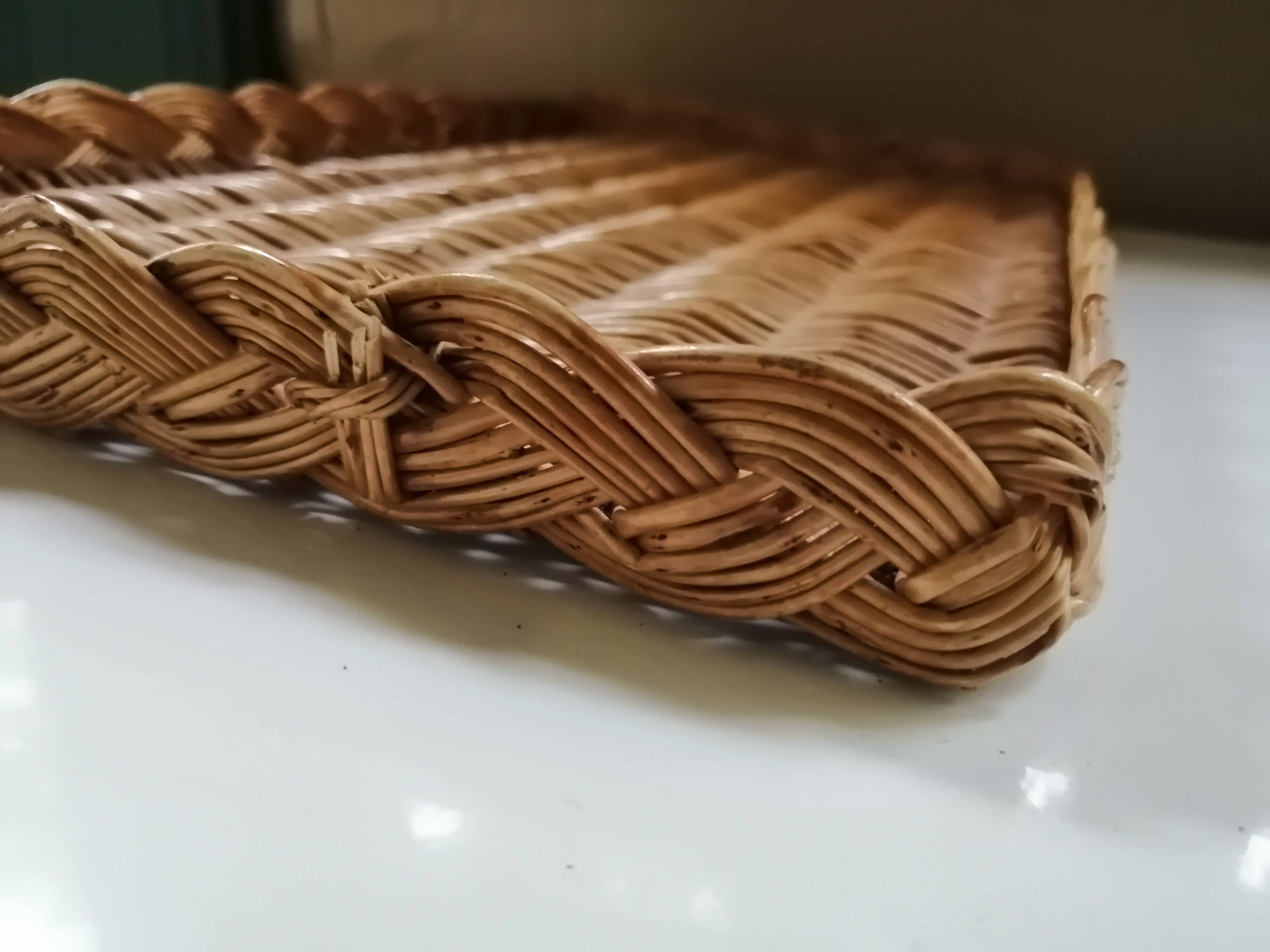 Vintage braided wicker platter