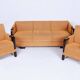 Czech Art Deco Sofas and Lounge Chairs in Beech and Oak attributed to Jindrich Halabala for Up Závody, 1930s, Set of 3