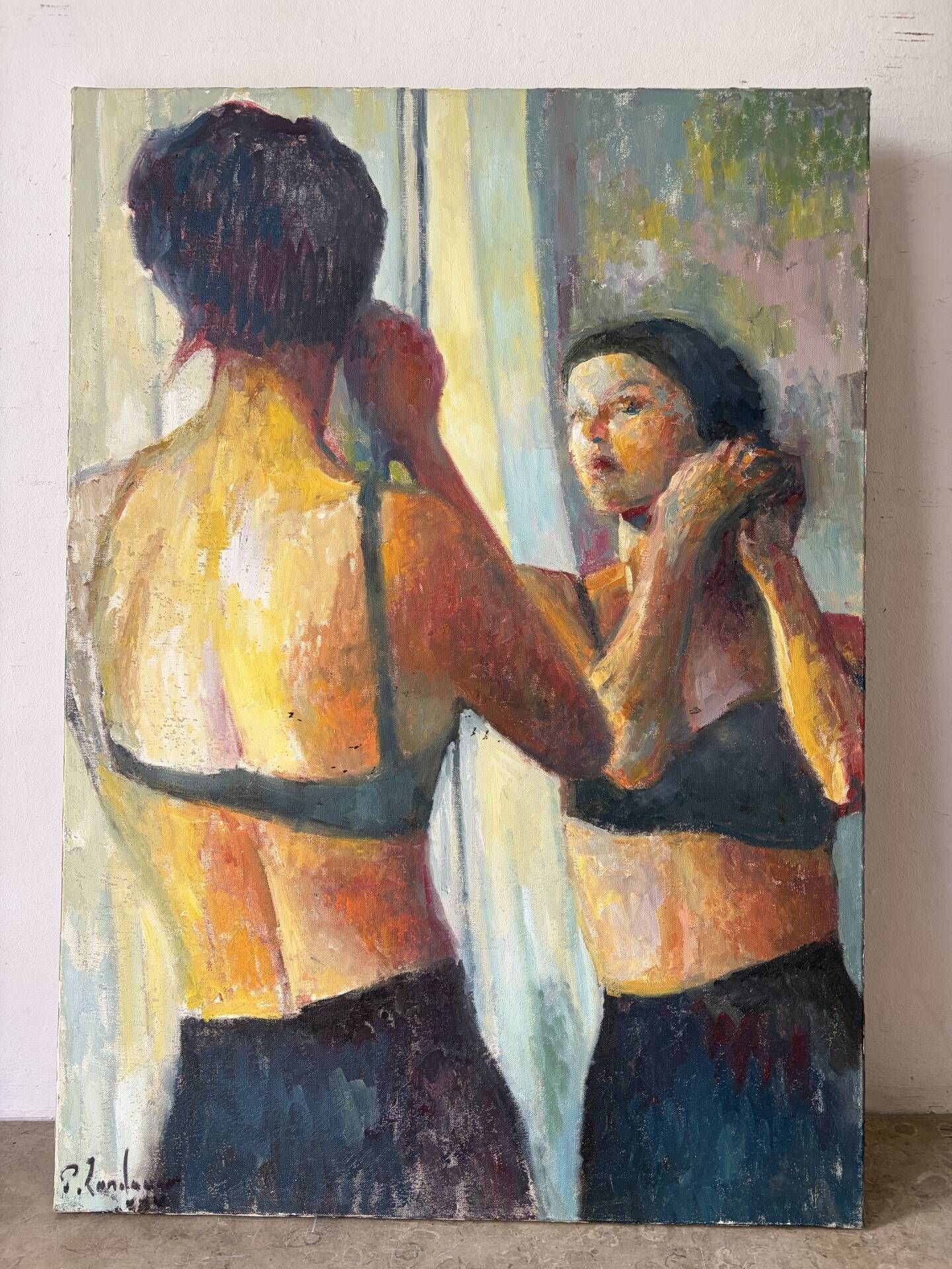 "The earring" oil on canvas signed Patrice Landauer