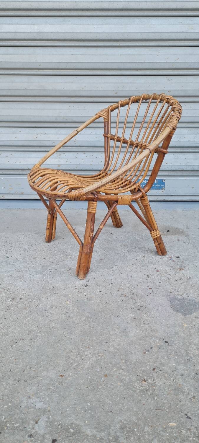 Rattan shell armchair