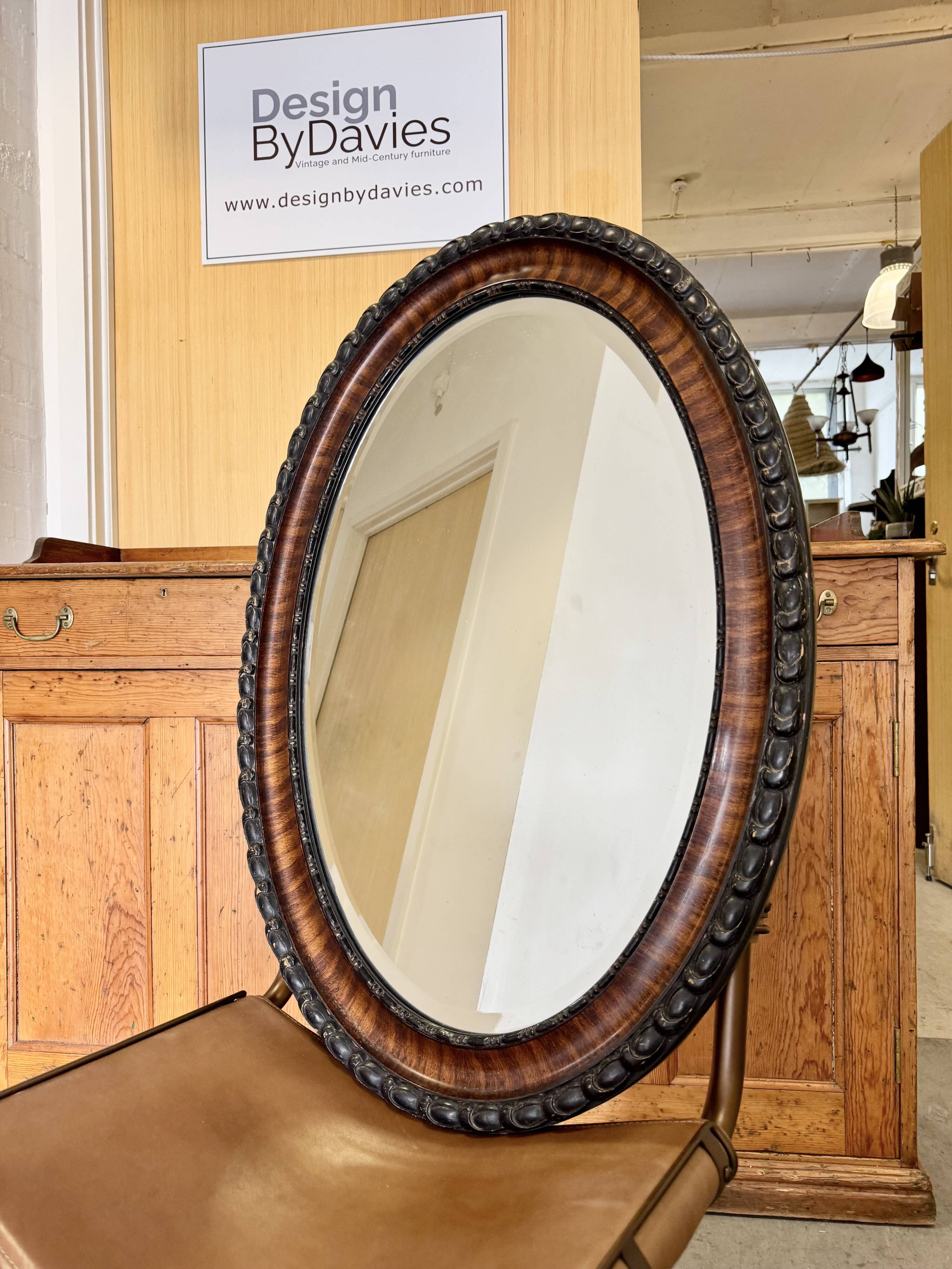 Edwardian Oval Wall Mirror Bevelled Edge