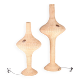 Paire de lampadaires en osier