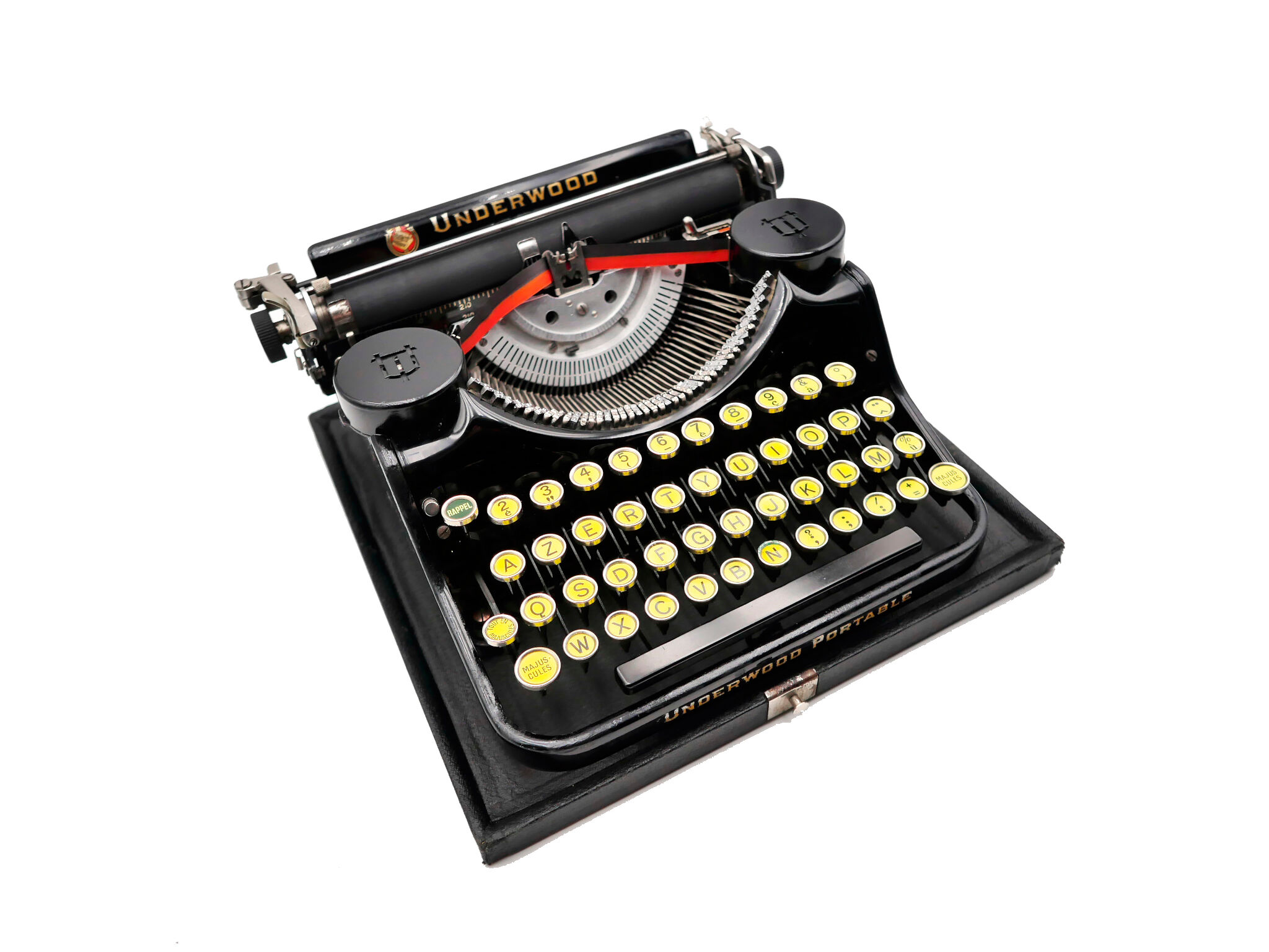 Underwood Portable 4 Bank Typewriter Revised New Black Ribbon 1930
