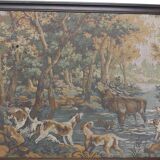 Vintage Hunting Scene Framed Wall Tapestry 179x74