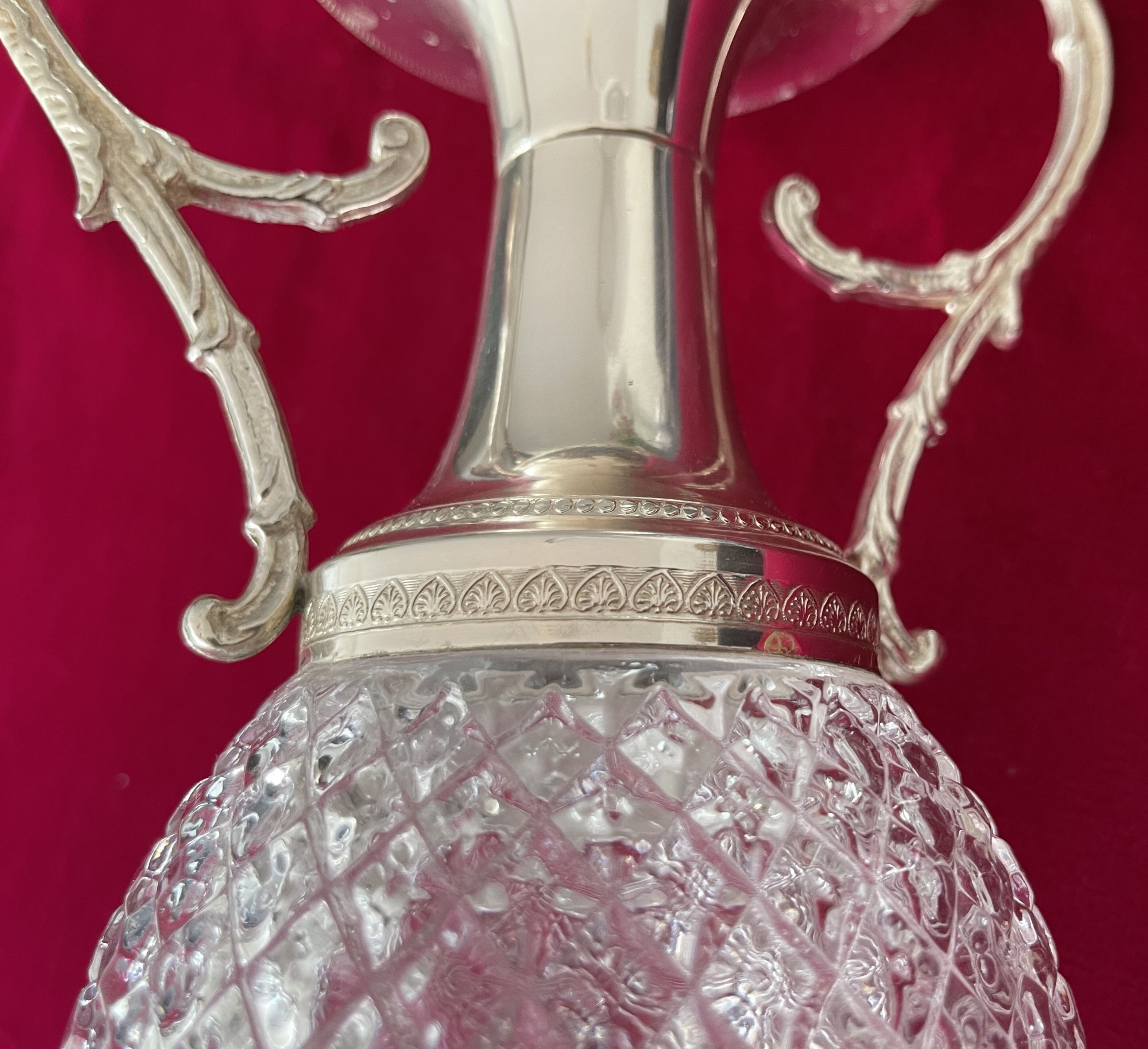 Vase glass and silver metal, Italy 1960