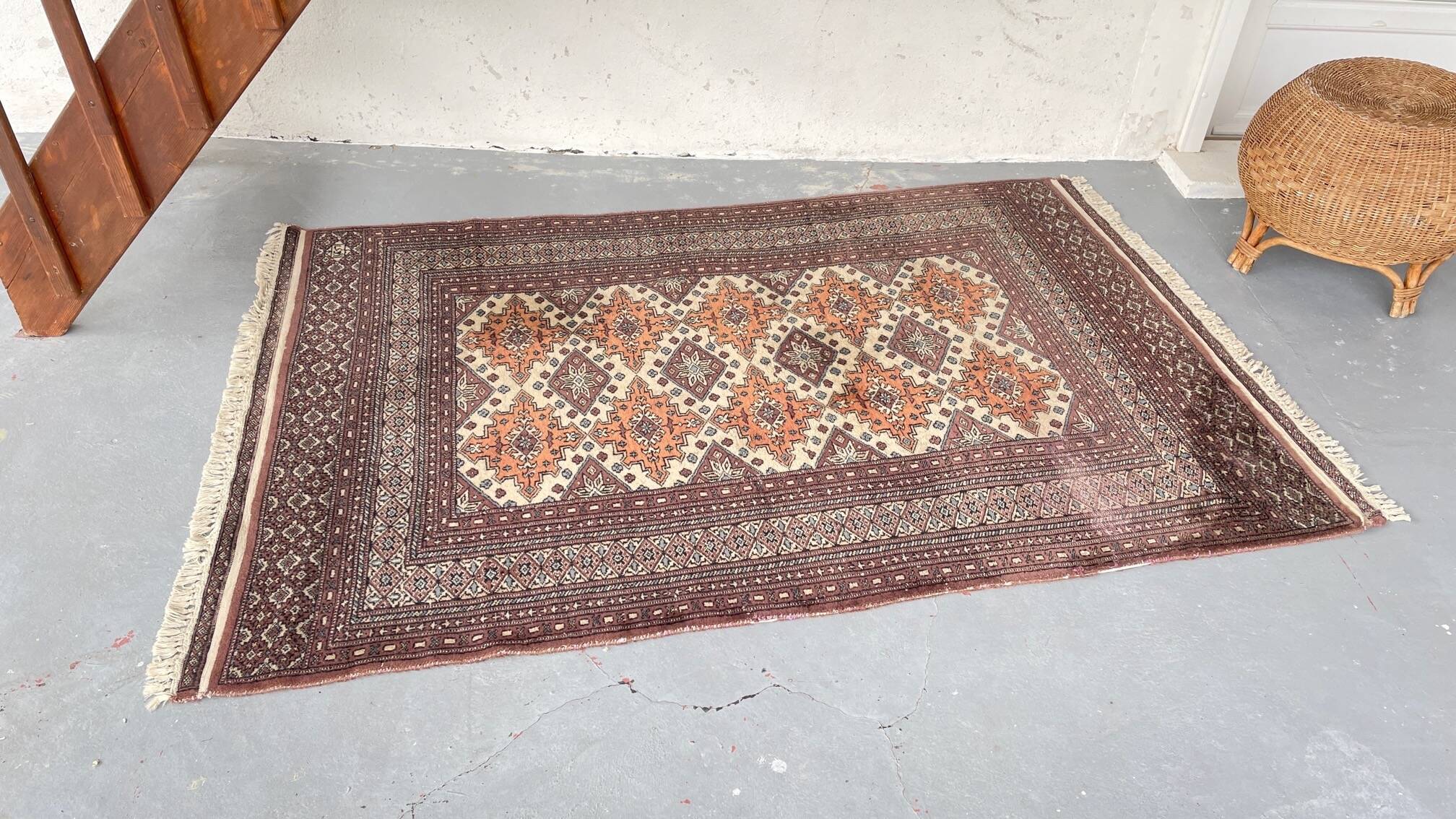 Tapis oriental pakistan gris-pourpre 196cm x 126cm