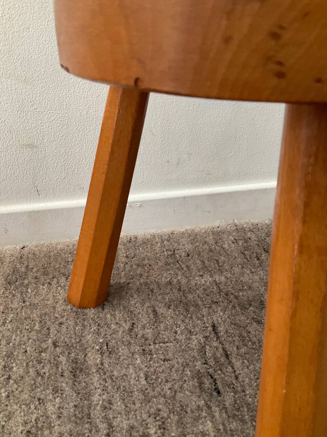 Solid pine tripod stool from the 70s