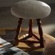 Modern Danish, a pair of tripod stools, seats reupholstered in lambswool, 1950s.