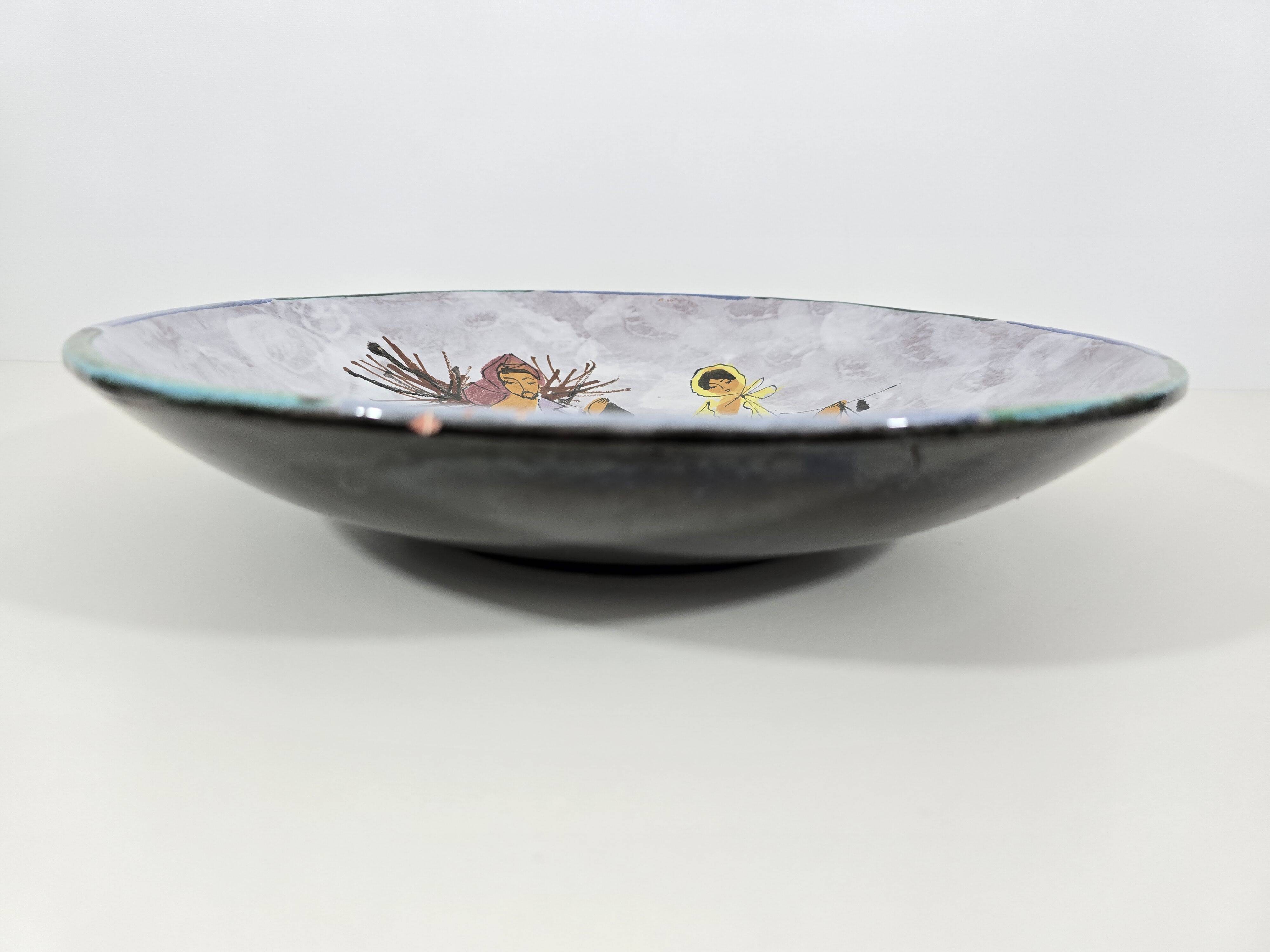 Large enamelled ceramic dish le brescon in vallauris 1970