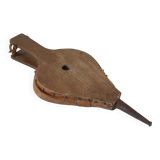 Old wooden and leather fireplace bellows works tool accessory