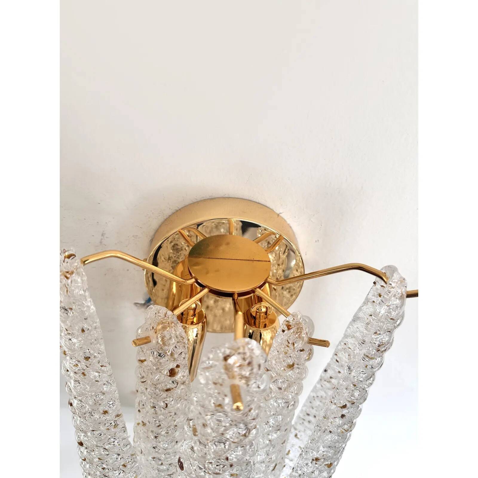 Mid-Century Modern “Conchiglie” Murano Glass Gold Wall Lights – Set of Two