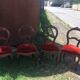 lot of 4 chairs Castle Chippendale, Louis XV late 1800s red velvet