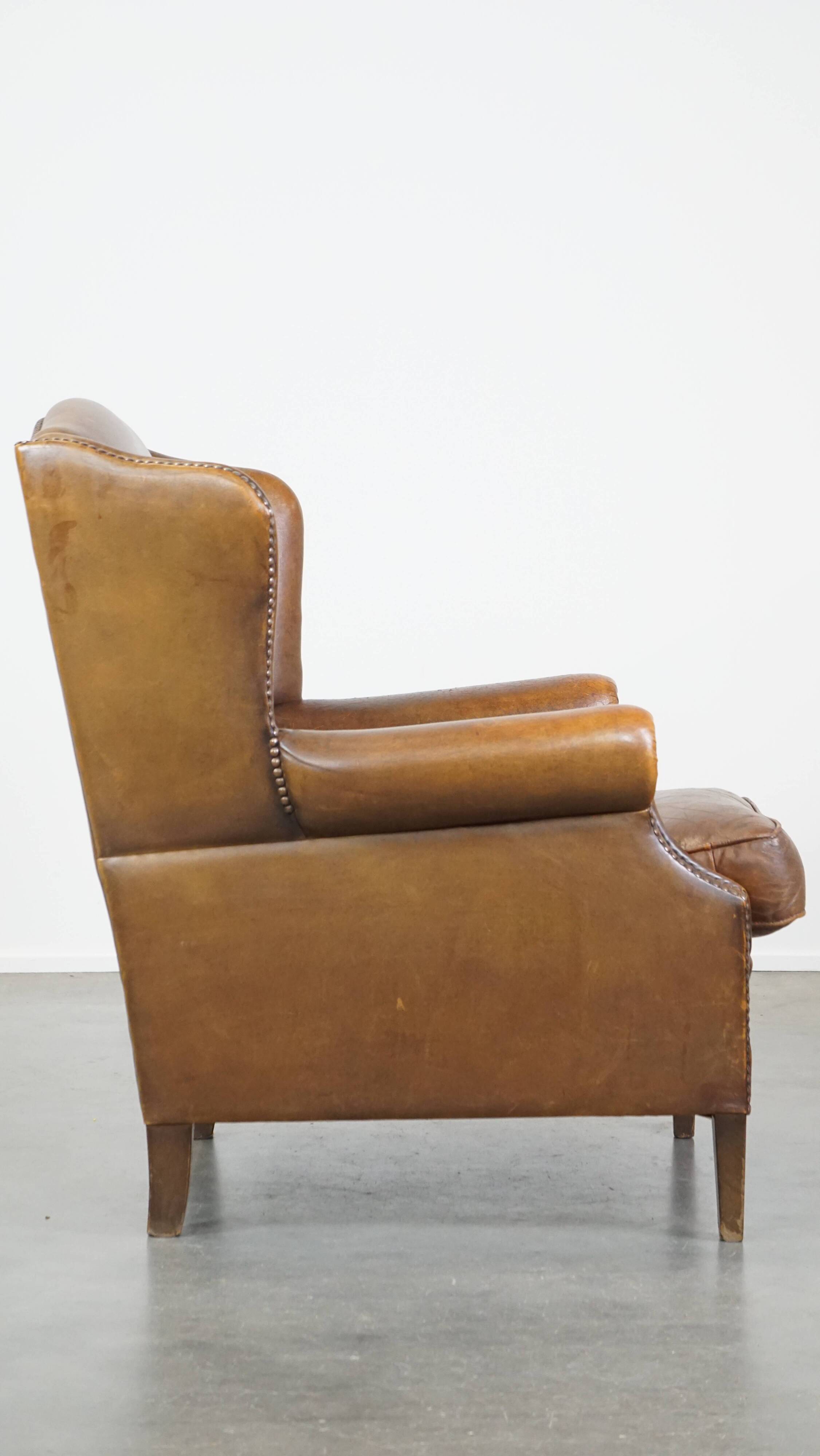 English style sheepskin wing chair