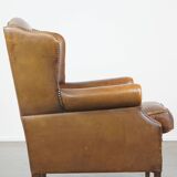 English style sheepskin wing chair