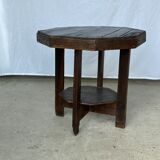 Pedestal table or small octagonal side table quadripod base with modernist spacer