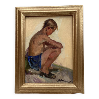 Oil painting on cardboard signed dimensions: height -42cm- width -33cm-
