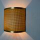 Rattan and brass wall lamp, italy, 1960